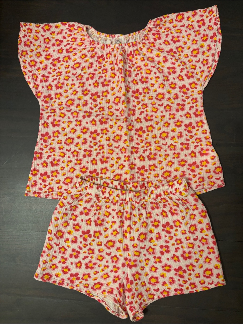 Girls Pink Floral Two-Piece summer PJs